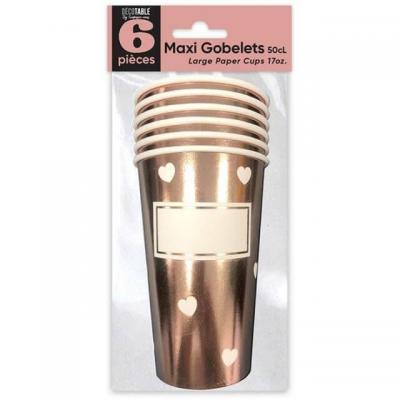 Grand gobelet coeur rose gold personnalisable 50cl (x6) REF/APGCRG