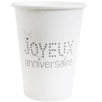 Gobelet joyeux anniversaire blanc en carton