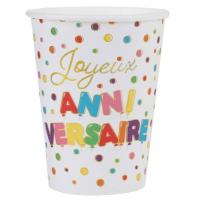 Gobelet joyeux anniversaire multicolore en carton