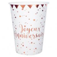 Gobelet joyeux anniversaire rose gold et blanc