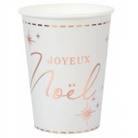 Gobelet joyeux noel carton blanc et rose gold