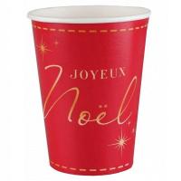 Gobelet joyeux noel carton rouge et dore or