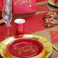 Gobelet joyeux noel rouge et dore or