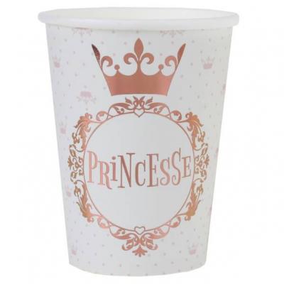 Gobelet anniversaire Princesse blanc et rose gold de 27cl (x10) REF/7244