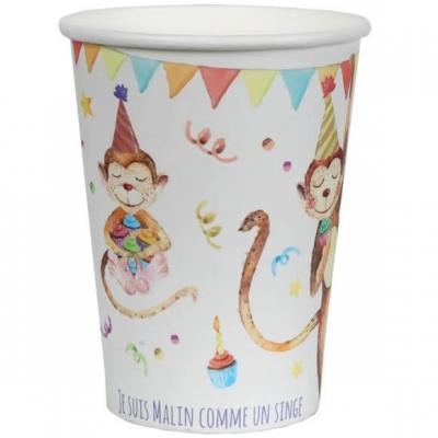Gobelet anniversaire enfant zoo multicolore (x10) REF/6755