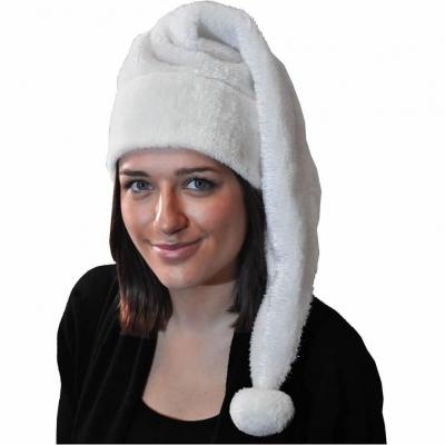 Grand bonnet de Noël adulte blanc avec effet scintillant (x1) REF/NUQ954
