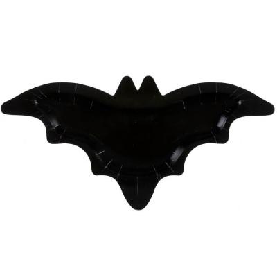 Assiette en carton Halloween noir en chauve-souris 37.5 x 19 cm (x10) REF/7822