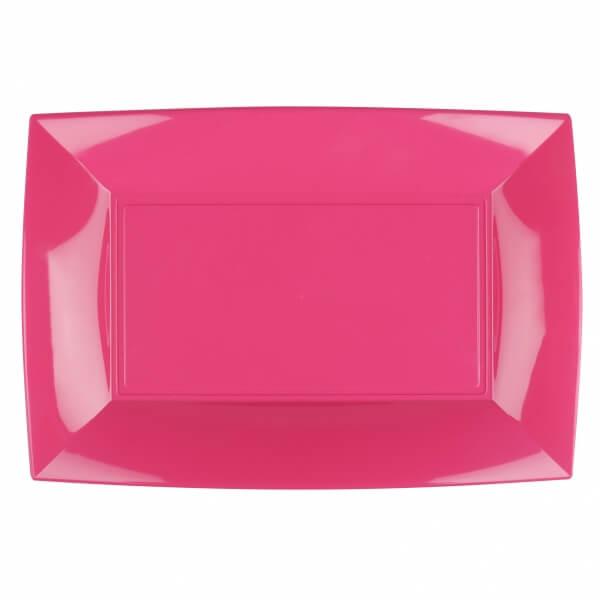Grande assiette plateau plastique reutilisable rose fuchsia