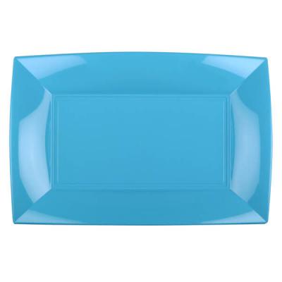 Grande assiette rectangle réutilisable bleu turquoise 34.5 x 23cm (x3) REF/58055