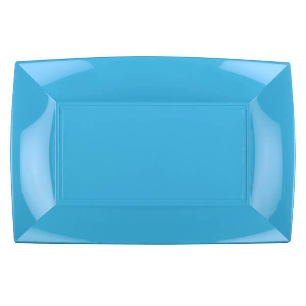 Grande assiette rectangle incassable bleu turquoise