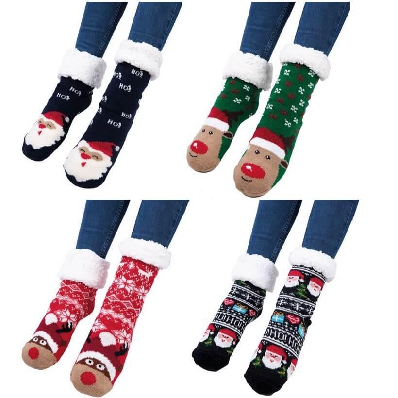 Grande chaussette adulte de noel chaude