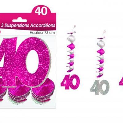 Guirlande accordéon anniversaire 40ans: Fuchsia (x3) REF/SAH04R