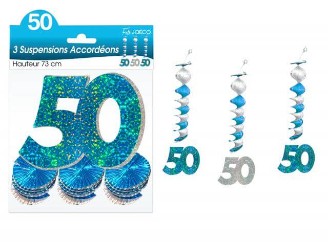 Guirlande accordeon anniversaire 50ans bleue