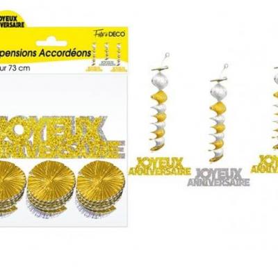Guirlande accordeon anniversaire or