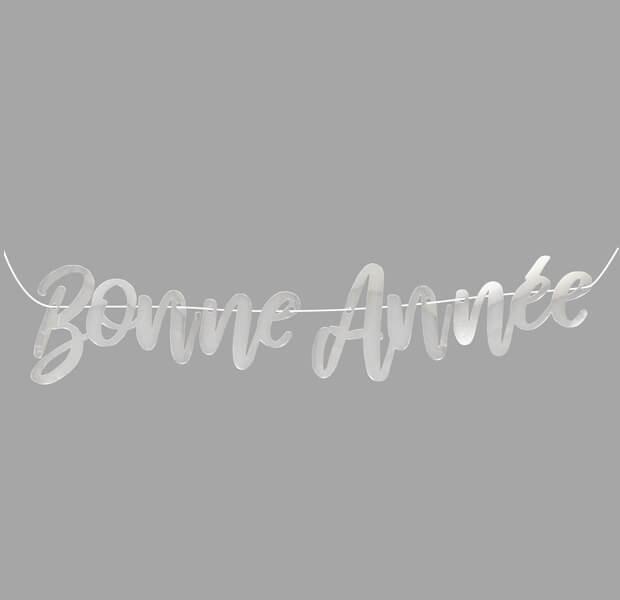 Guirlande avec lettres bonne annee argent metallique