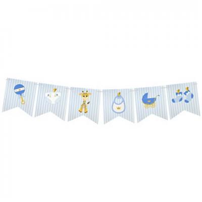 Guirlande fanion baby shower bleu ciel 5m (x1) REF/BB105