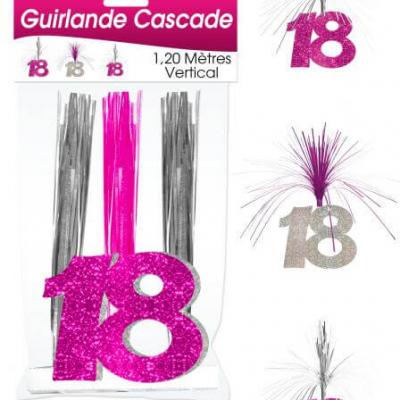 Guirlande cascade anniversaire 18ans: Fuchsia (x1) REF/CASCH01R