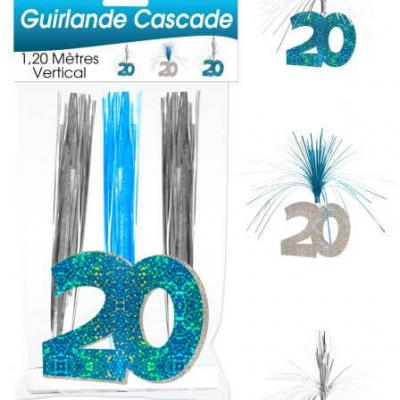 Guirlande cascade anniversaire 20ans: Bleu (x1) REF/CASCH02B