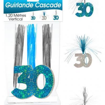 Guirlande cascade anniversaire 30ans: Bleu (x1) REF/CASCH03B