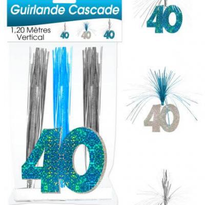 Guirlande cascade anniversaire 40ans: Bleu (x1) REF/CASCH04B