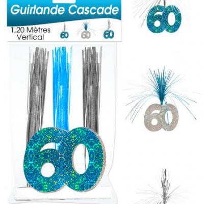 Guirlande cascade anniversaire 60ans: Bleu (x1) REF/CASCH06B