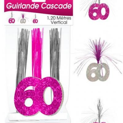 Guirlande cascade anniversaire 60ans: Fuchsia (x1) REF/CASCH06R