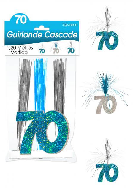 Guirlande cascade anniversaire 70ans bleu