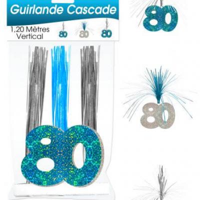 Guirlande cascade anniversaire 80ans bleu