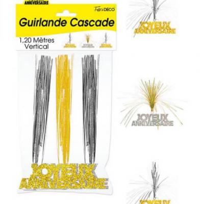 Guirlande cascade joyeux anniversaire or