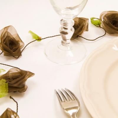 Guirlande de roses organza marron