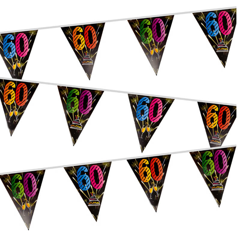 Guirlande fanion anniversaire 60 ans noir