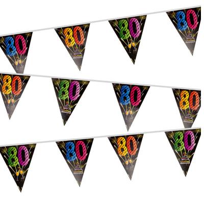 Guirlande fanion anniversaire 80 ans noir