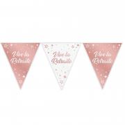 Kit guirlande fanion retraite rose gold métallique et blanche 6m (x1) REF/GFM00RG09