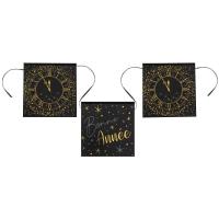 Guirlande fanion bonne annee horloge noir et or