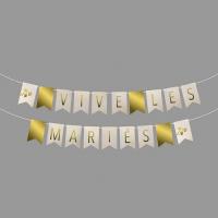 Guirlande fanion mariage ginkgo dore or metal