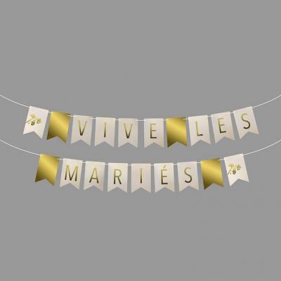 Guirlande fanion mariage ginkgo dore or