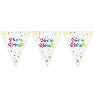 Guirlande fanion multicolore vive la retraite