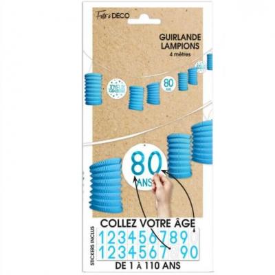 Guirlande lampion anniversaire age en bleu