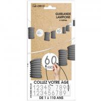 Guirlande lampion anniversaire age gris