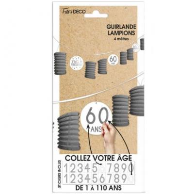 Guirlande lampion anniversaire age en gris