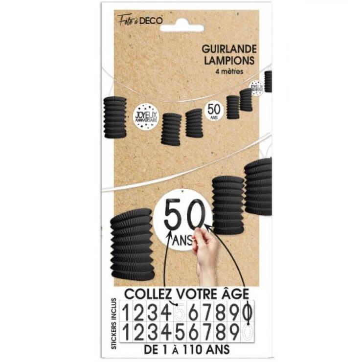 Guirlande lampion anniversaire age noir