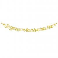 Guirlande lettre joyeux anniversaire metallique doree or