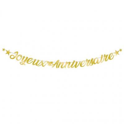 Guirlande lettre joyeux anniversaire metallique doree or