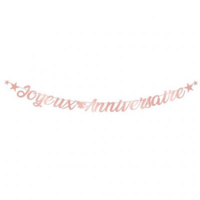 Guirlande lettre joyeux anniversaire metallique rose gold