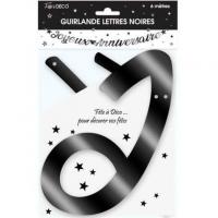Guirlande lettre joyeux anniversaire noire metallisee