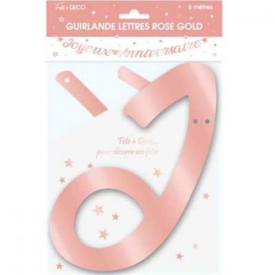 Guirlande lettre joyeux anniversaire metallique rose gold