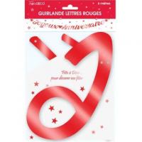 Guirlande lettre joyeux anniversaire rouge metallisee