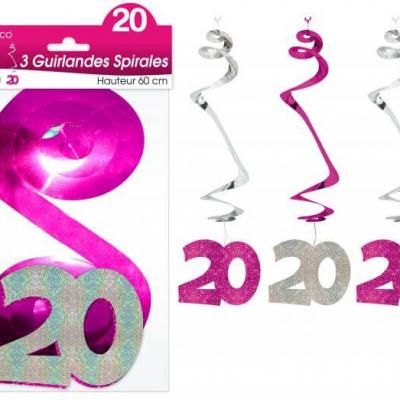 Guirlande spirale anniversaire 20ans: Fuchsia (x3) REF/SSPH02R