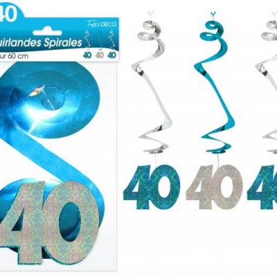 Guirlande spirale anniversaire 40ans: Bleu (x3) REF/SSPH04B