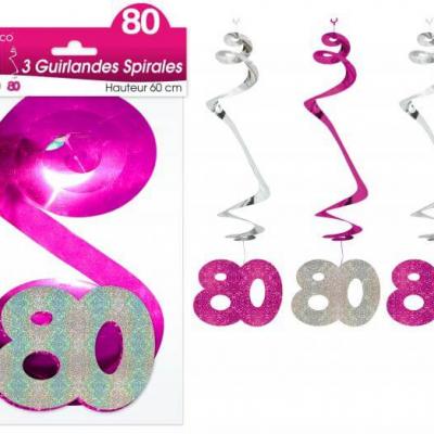 Guirlande spirale anniversaire 80ans: Fuchsia (x3) REF/SSPH10R